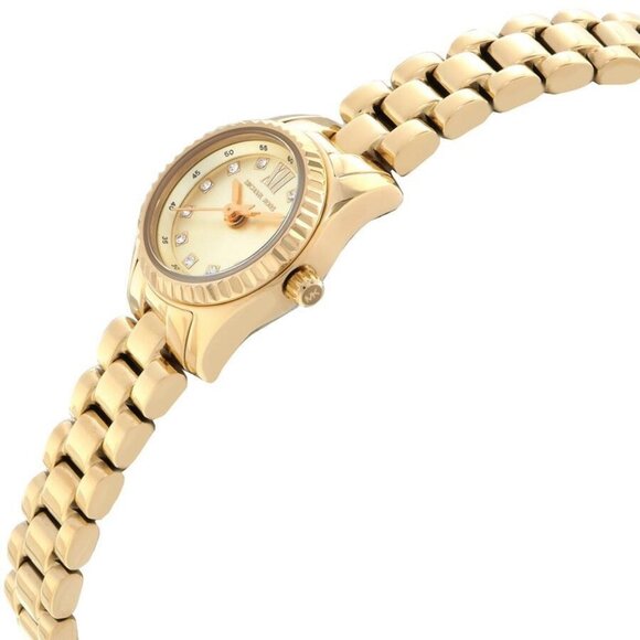 NWT Authentic Michael Kors Mini Lexington Quartz Crystal Gold Dial Women's Watch - Picture 2 of 3